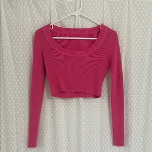 SHEIN Fuchsia Ribbed Crop Top